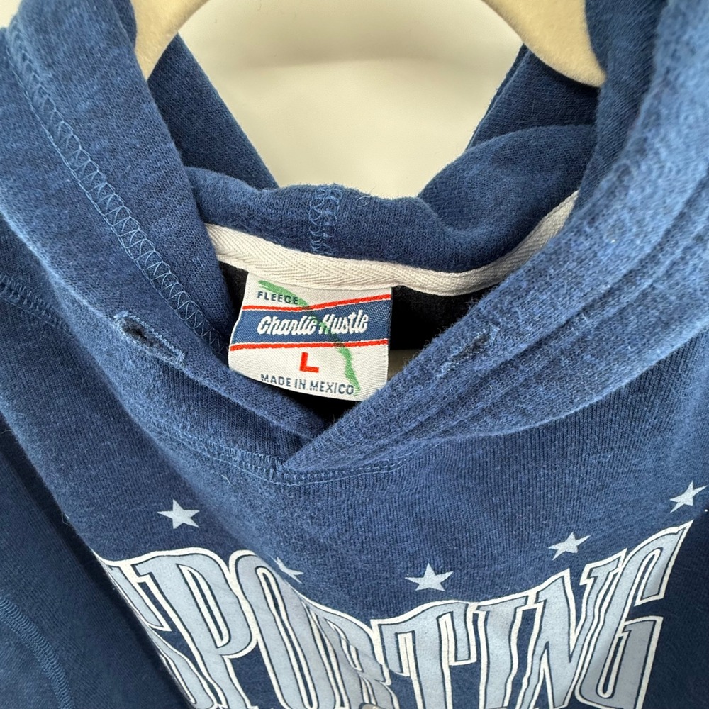 Sporting Kansas City Charlie Hustle Hoodie Blue Fleece MLS Soccer Sweatshirt‎ L - Picture 3 of 4